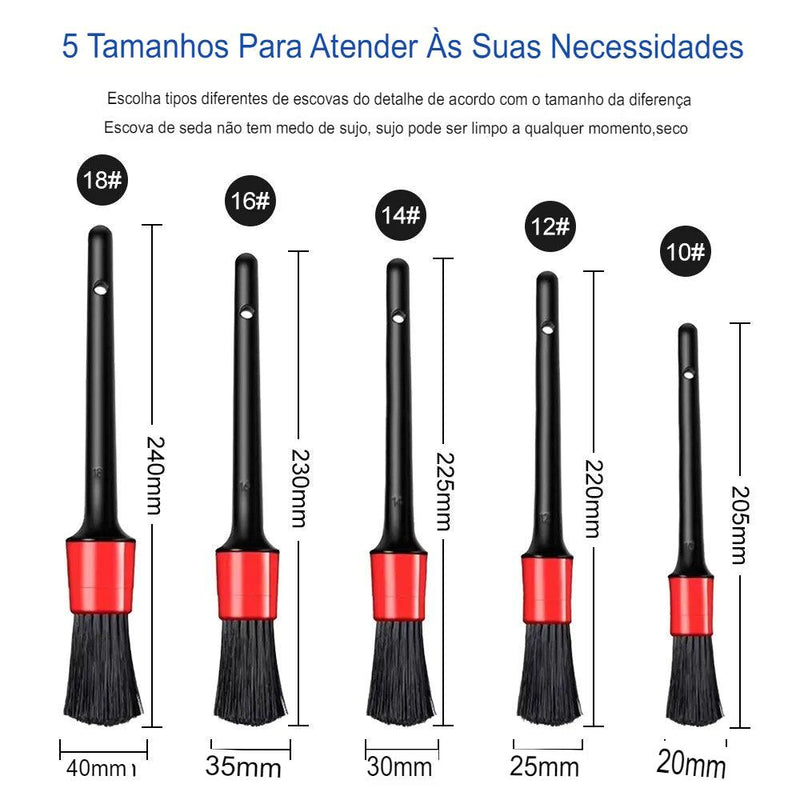 Conjunto de Escovas para Detalhamento de Carro 1/5x - Motorista Online Br