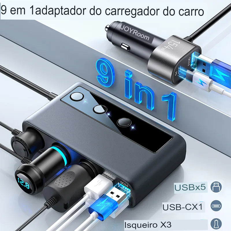 Carregador 9 em 1 Tomada de Isqueiro - Motorista Online Br