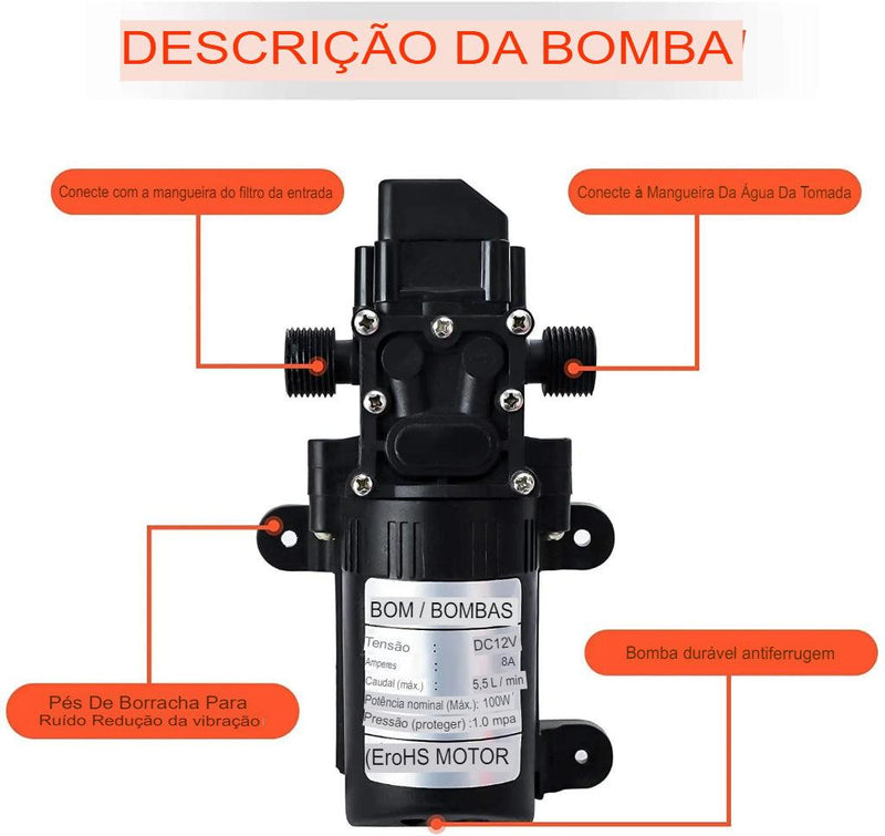 Bomba de Limpeza de Alta Pressão Portátil de 100W para Carros de 12V - Motorista Online Br